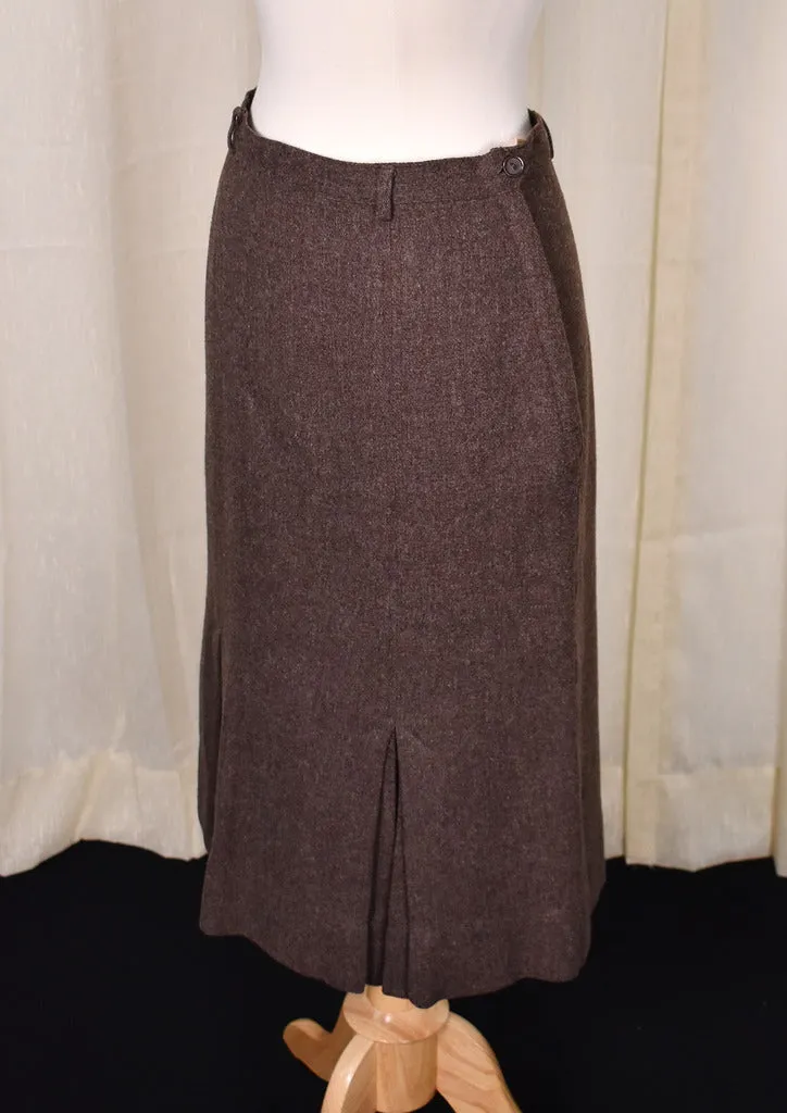 1950s Vintage Heathered Brown Skirt