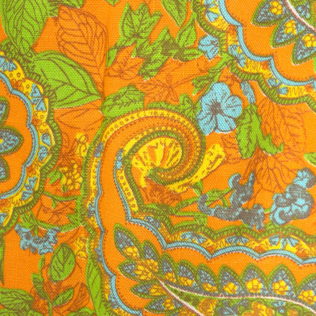 1960s Vintage Neon Orange Paisley Skirt