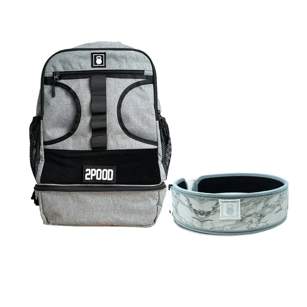 3" White Marble Belt & Backpack 3.0 Bundle