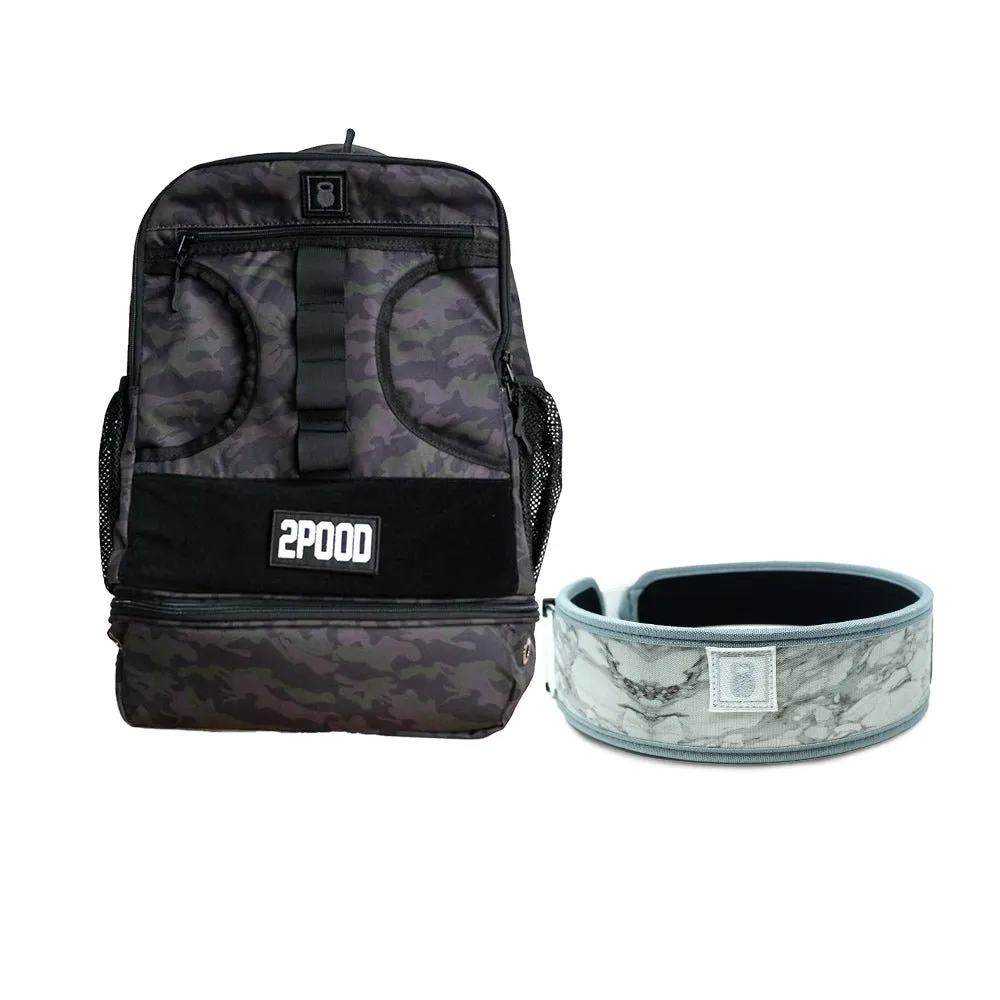 3" White Marble Belt & Backpack 3.0 Bundle