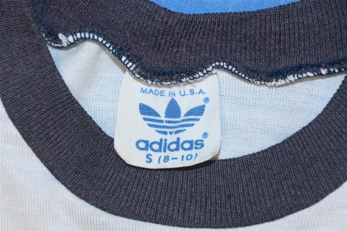 80s Adidas Trefoil Logo Stripe Sportswear t-shirt Youth Small