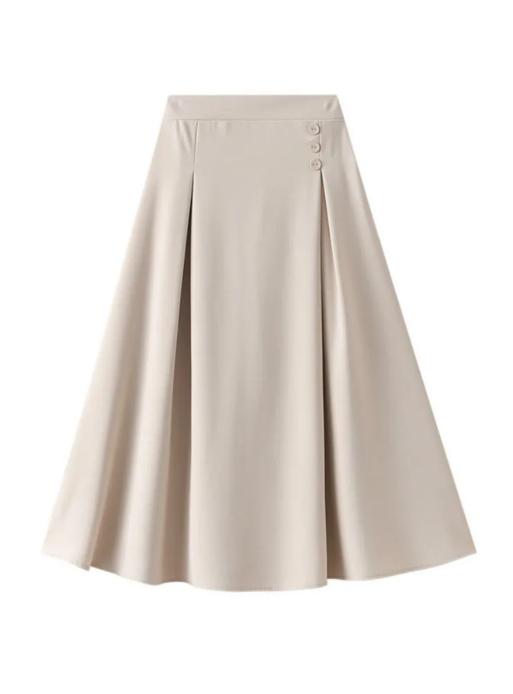 A-line Three-button High Waist Slim Skirt