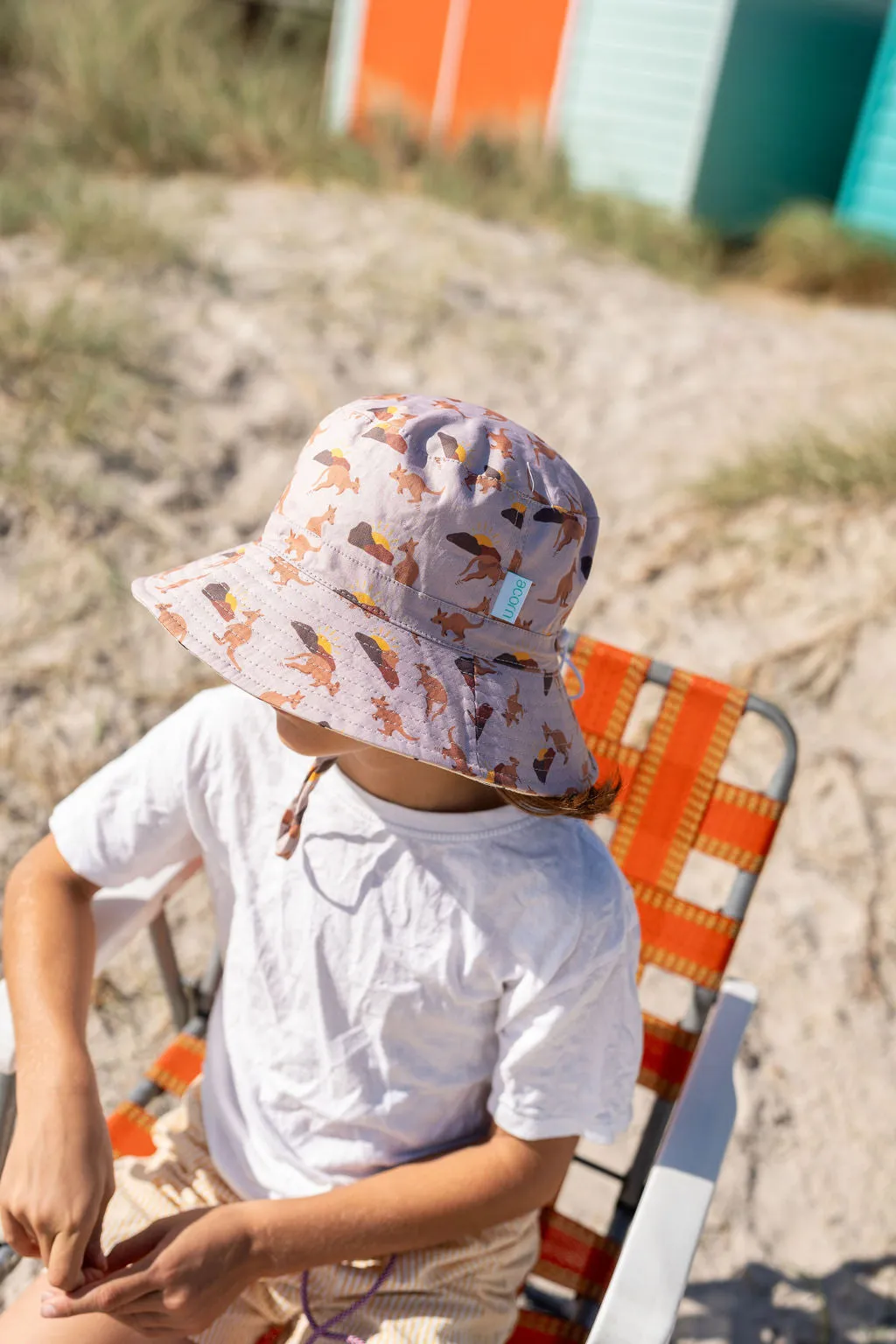 ACORN KIDS - AUSSIE SUNSET WIDE BRIM BUCKET HAT: MID BROWN