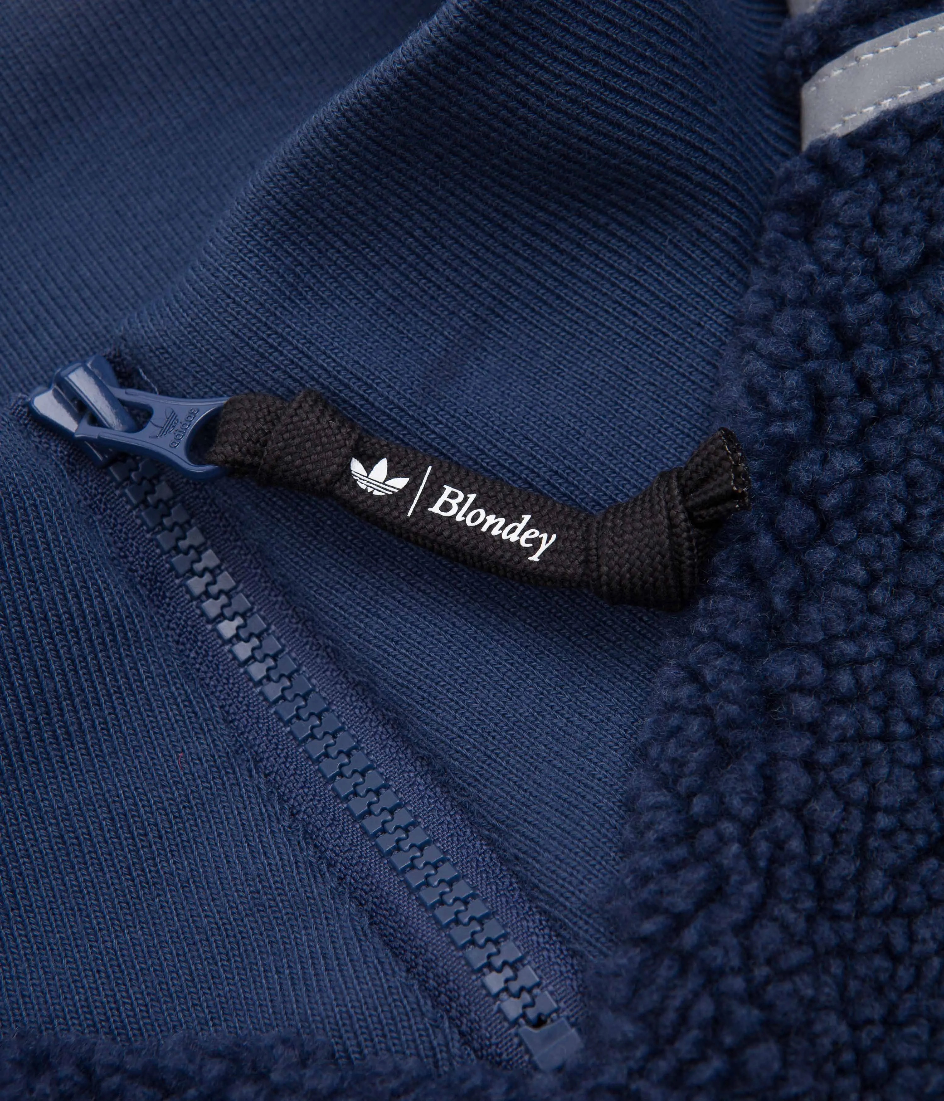 Adidas Blondey Sherpa Pullover Jacket - Mineral Blue / Reflective Silver