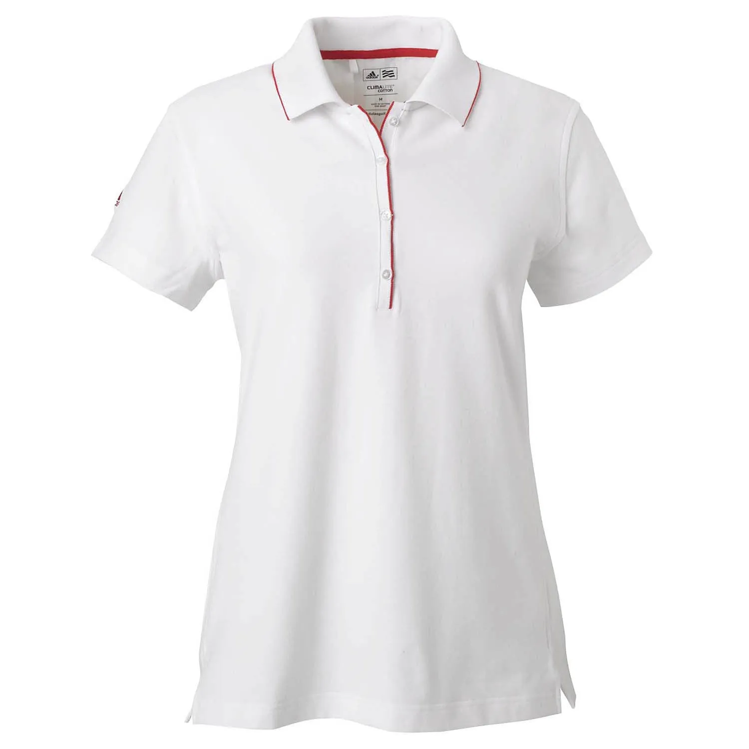 adidas Golf Women's ClimaLite White/Red S/S Jersey Polo