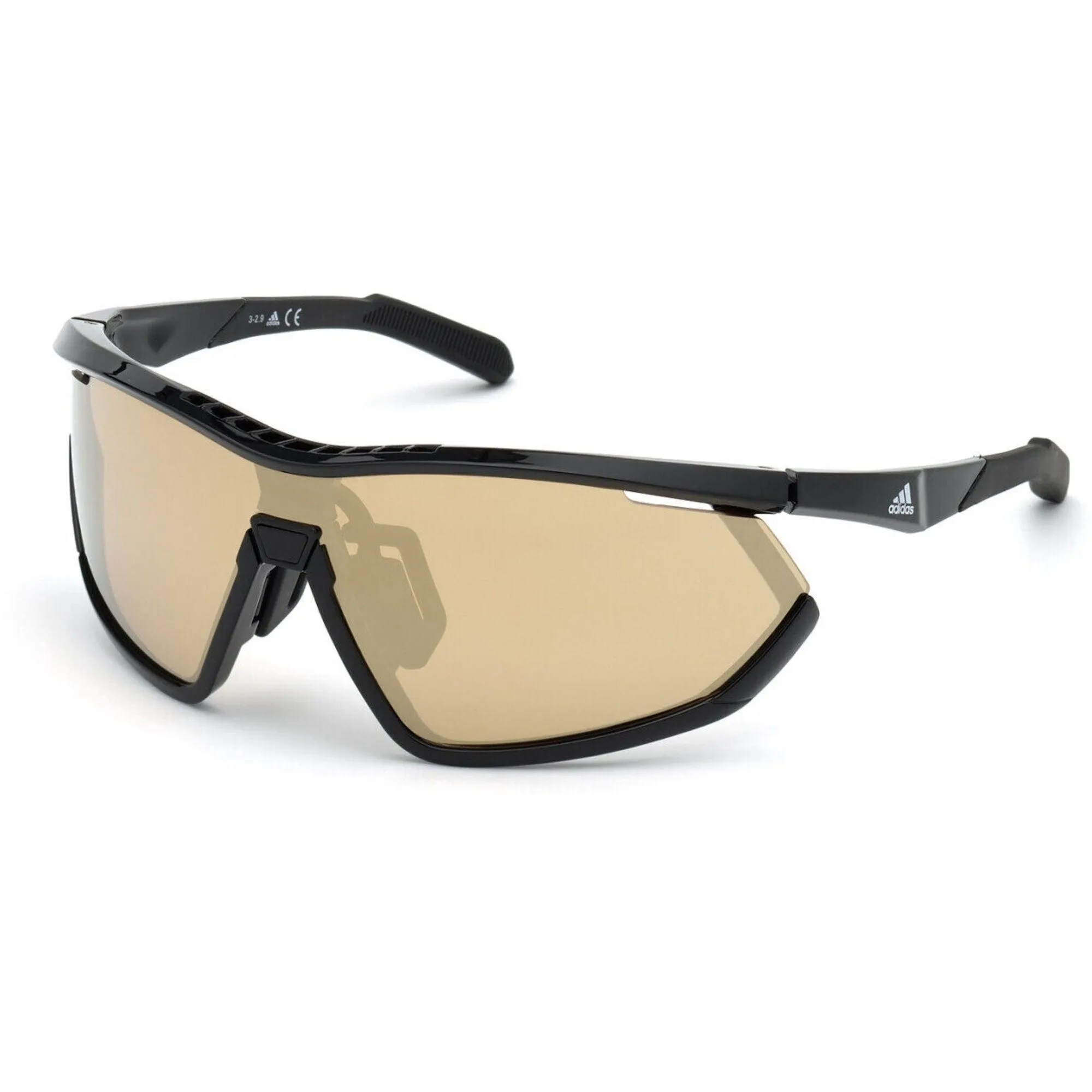 Adidas Women's Sunglasses - Shiny Black Frame Brown Mirrored Lens | ADIDAS SP0002 01G