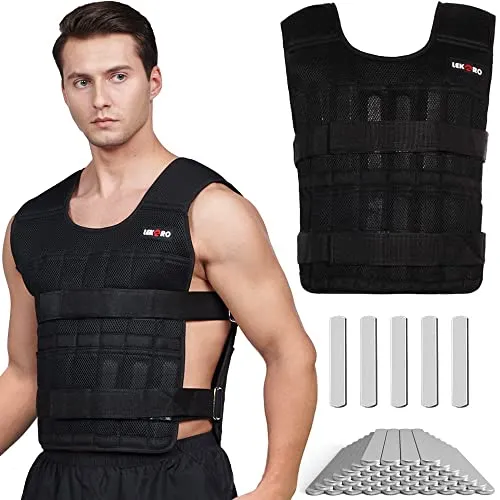 Adjustable Weighted Vest 44LB Workout Weight Vest Training Fitness Weighted Jacket for Men Women (Included 96 Steel Plates Weights)