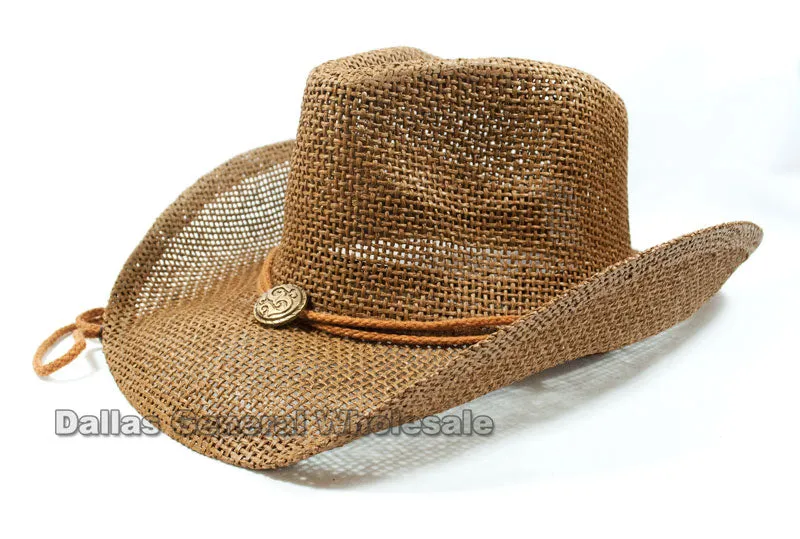 Adults Vented Straw Cowboy Hats Wholesale