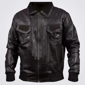 American Bomber Leather Jacket For Men