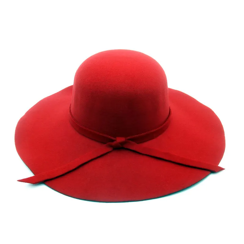 Autumn Winter Summer Fashion Fedoras Vintage Pure Women'S Beach Sun Hat Female Waves Large Brim Sunbonnet Lady