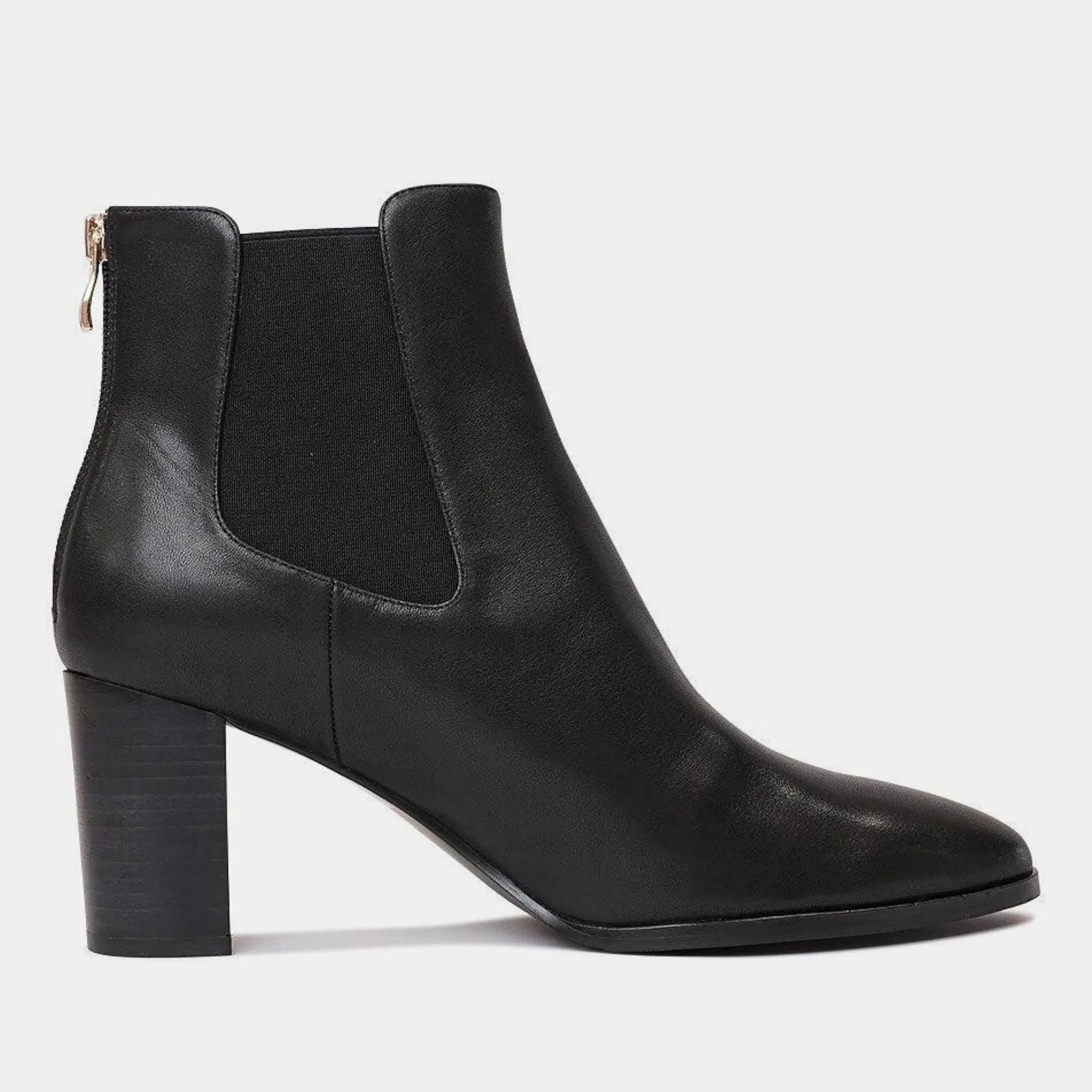 Ayer Black Leather Ankle Boots