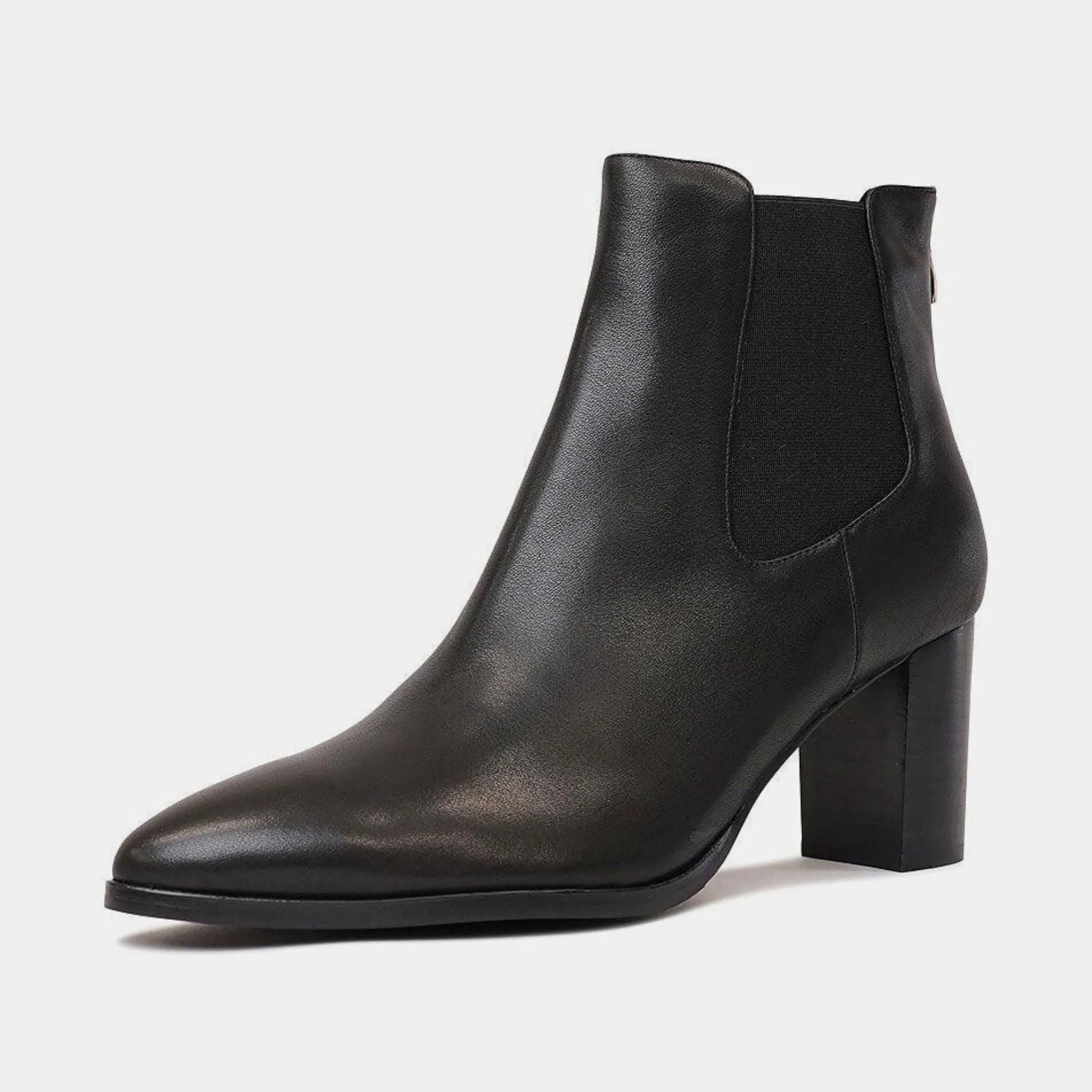 Ayer Black Leather Ankle Boots