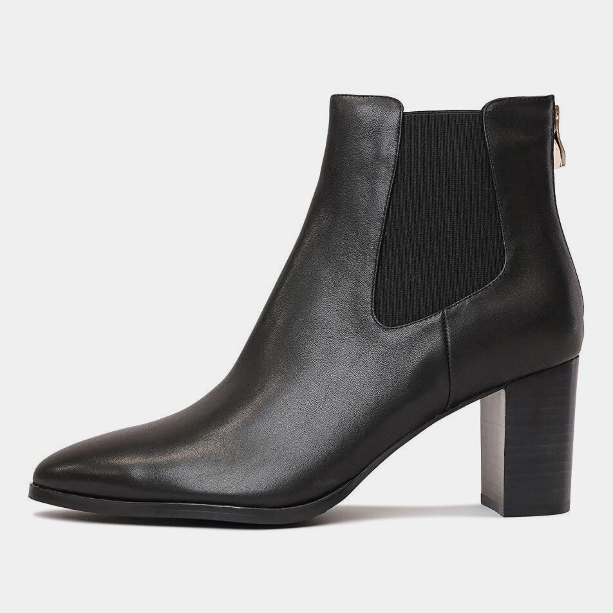 Ayer Black Leather Ankle Boots