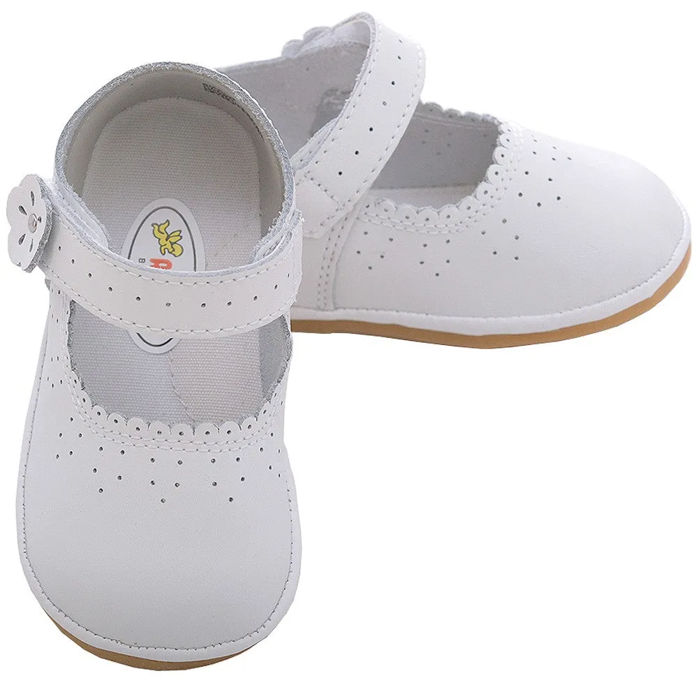 Baby White Punched Flower Mary Jane Shoes Baby Girls 1-4