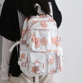 Back to College Female Harajuku Nylon Bag Kawaii Teenage Girls College Student Backpack Transparent Fashion School Bag Book Women Cute Backpacks