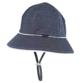 BEDHEAD - BUCKET HAT PONYTAIL RUFFLE TRIM: DENIM