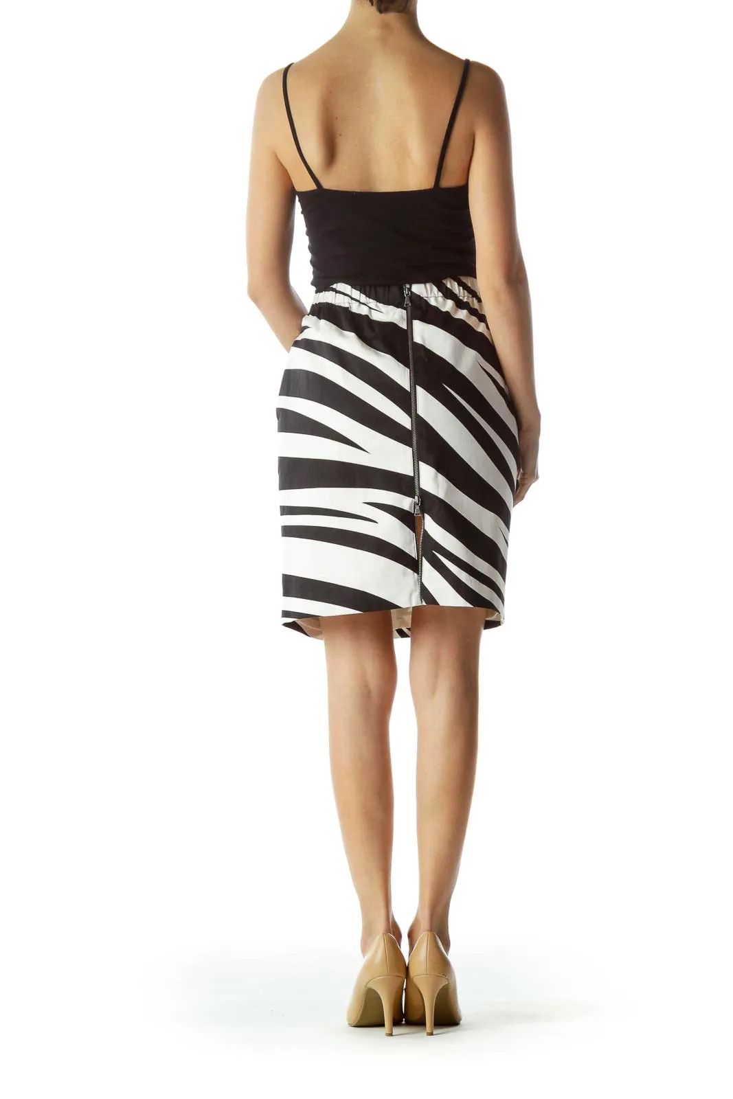 Black and White Zebra Print Pencil Skirt