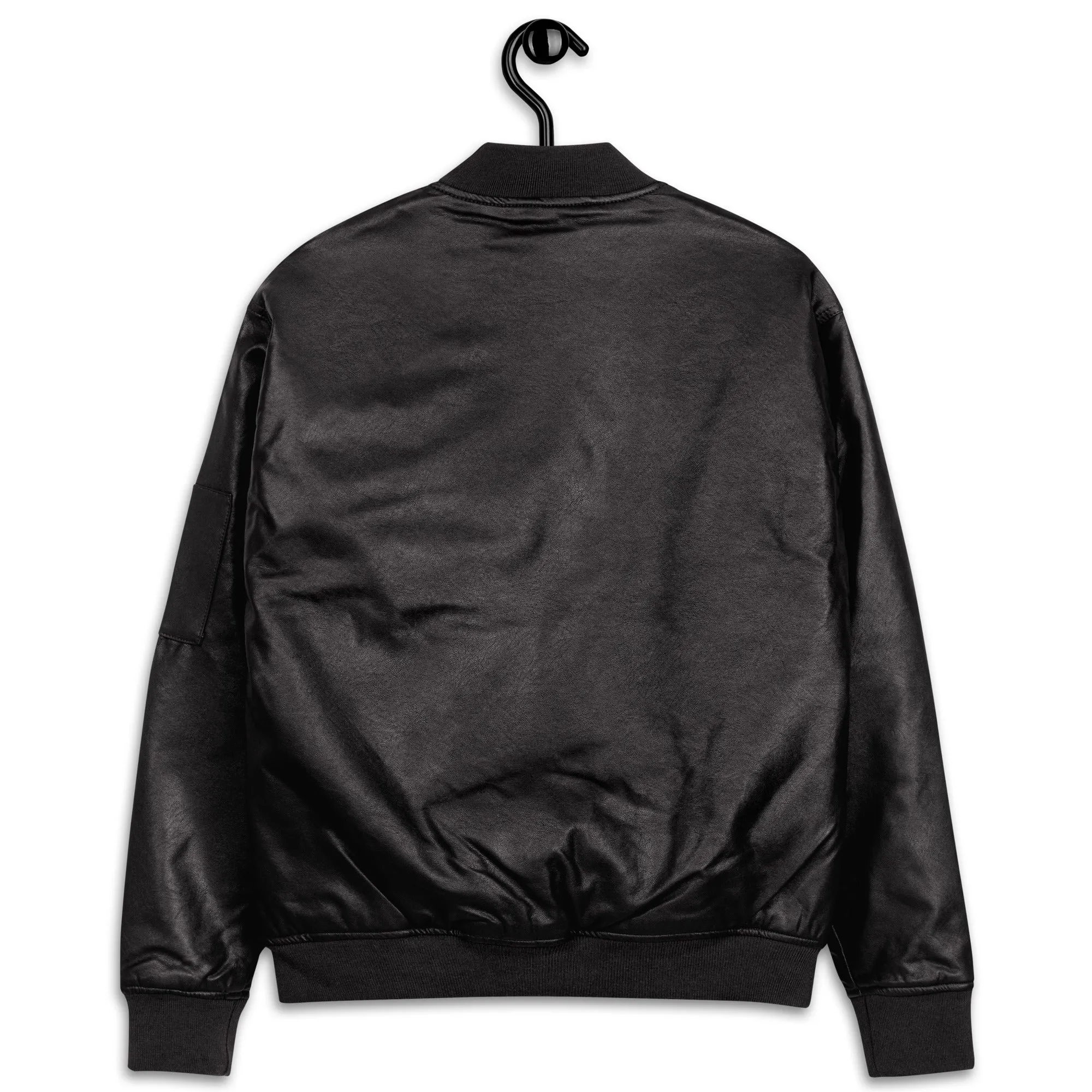 Black Faux Leather Bomber Jacket (Glamourange Leather Bomber Jackets Spring Collection)