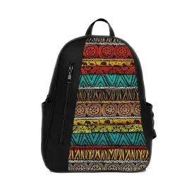 Black Mixed Backpack African Pattern