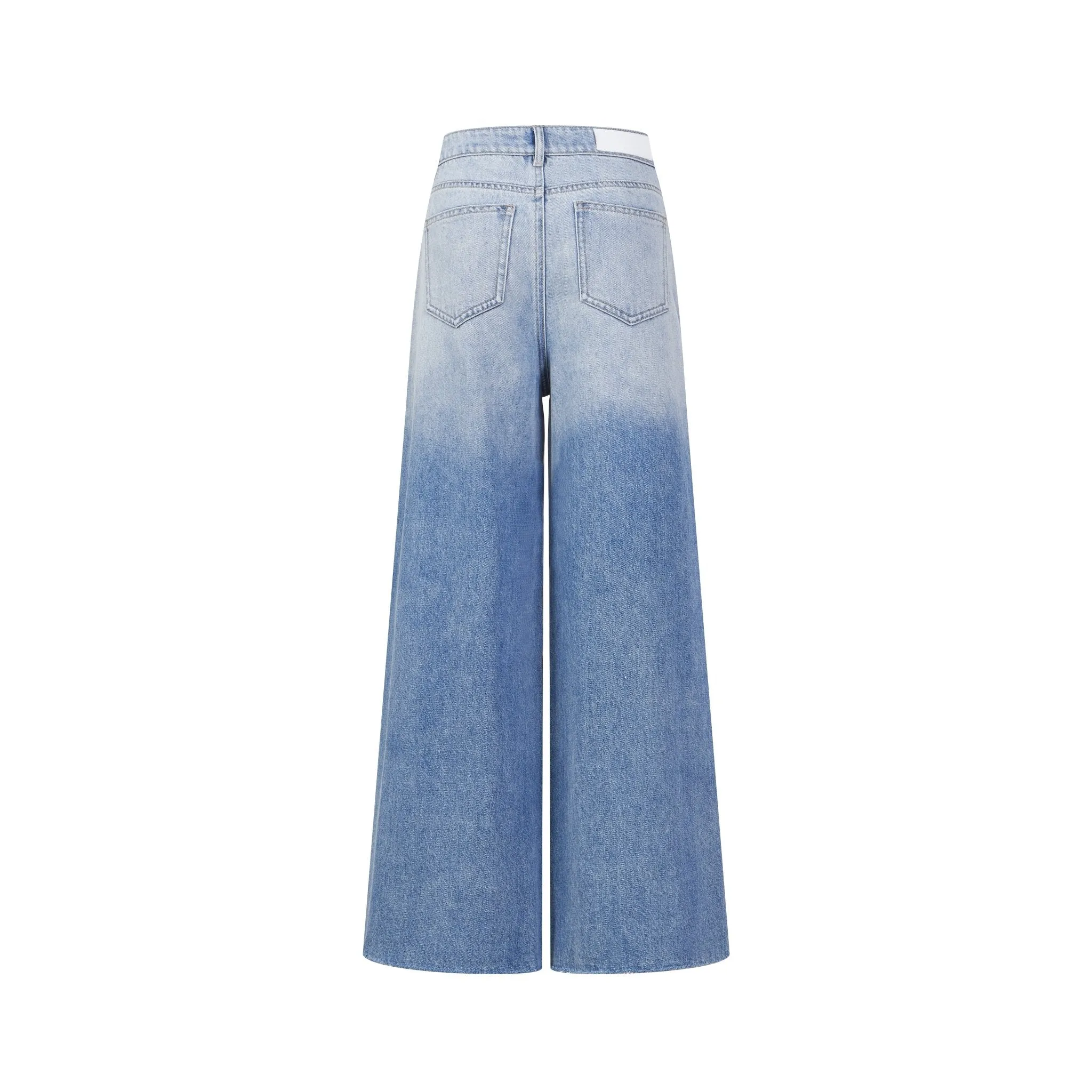 Blue Gradient Wash Wide Leg Jeans