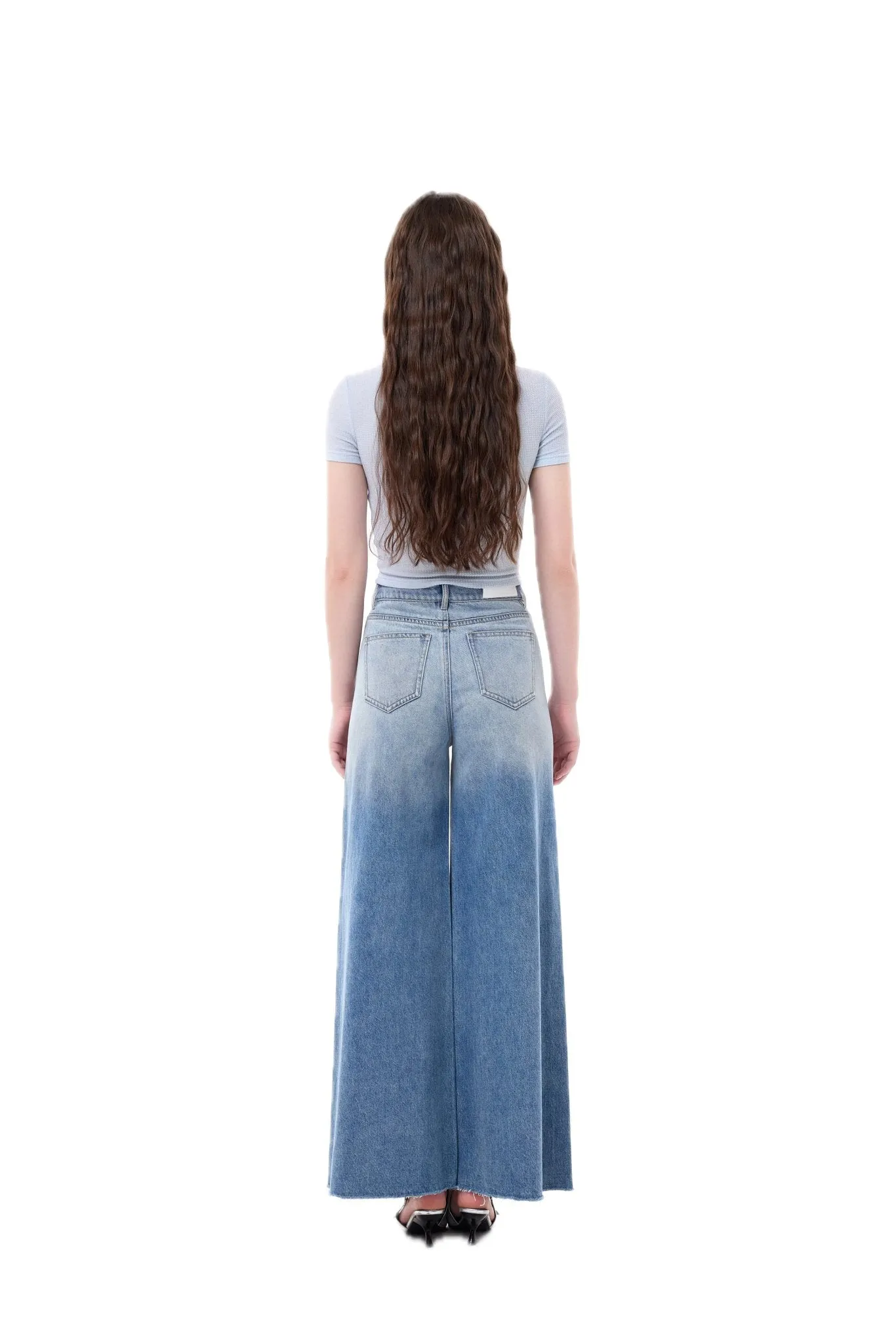 Blue Gradient Wash Wide Leg Jeans