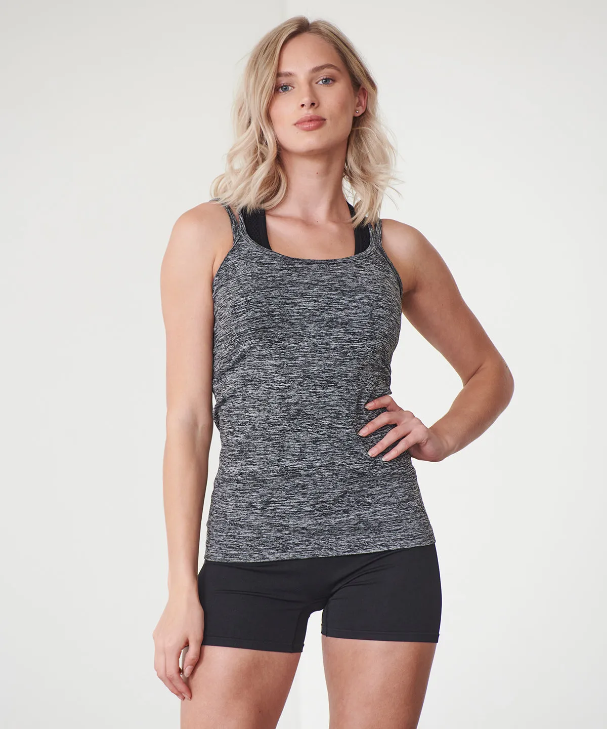 Blue Marl - Women's seamless strappy vest