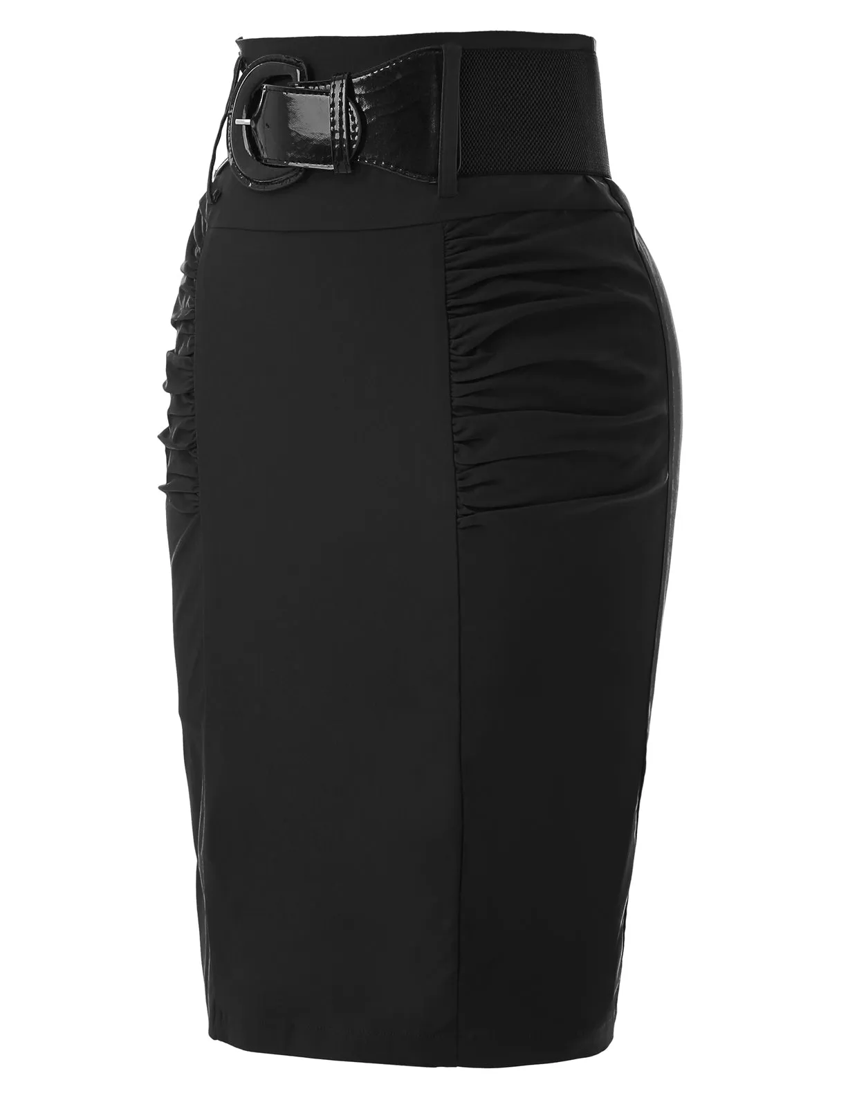 BP Women Vintage Back Slit Skirt with Belt High Waist Ruched Bodycon Skirt