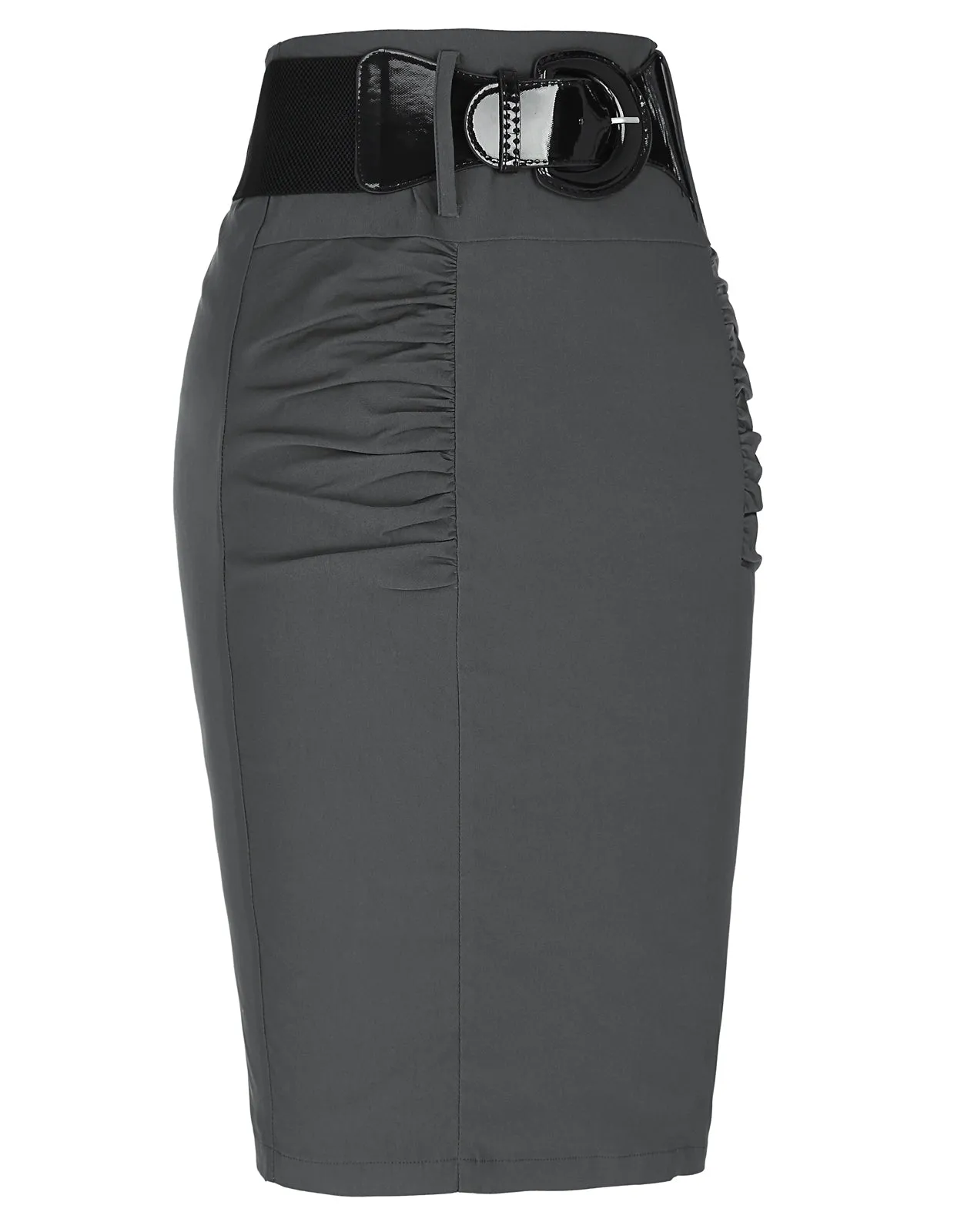 BP Women Vintage Back Slit Skirt with Belt High Waist Ruched Bodycon Skirt