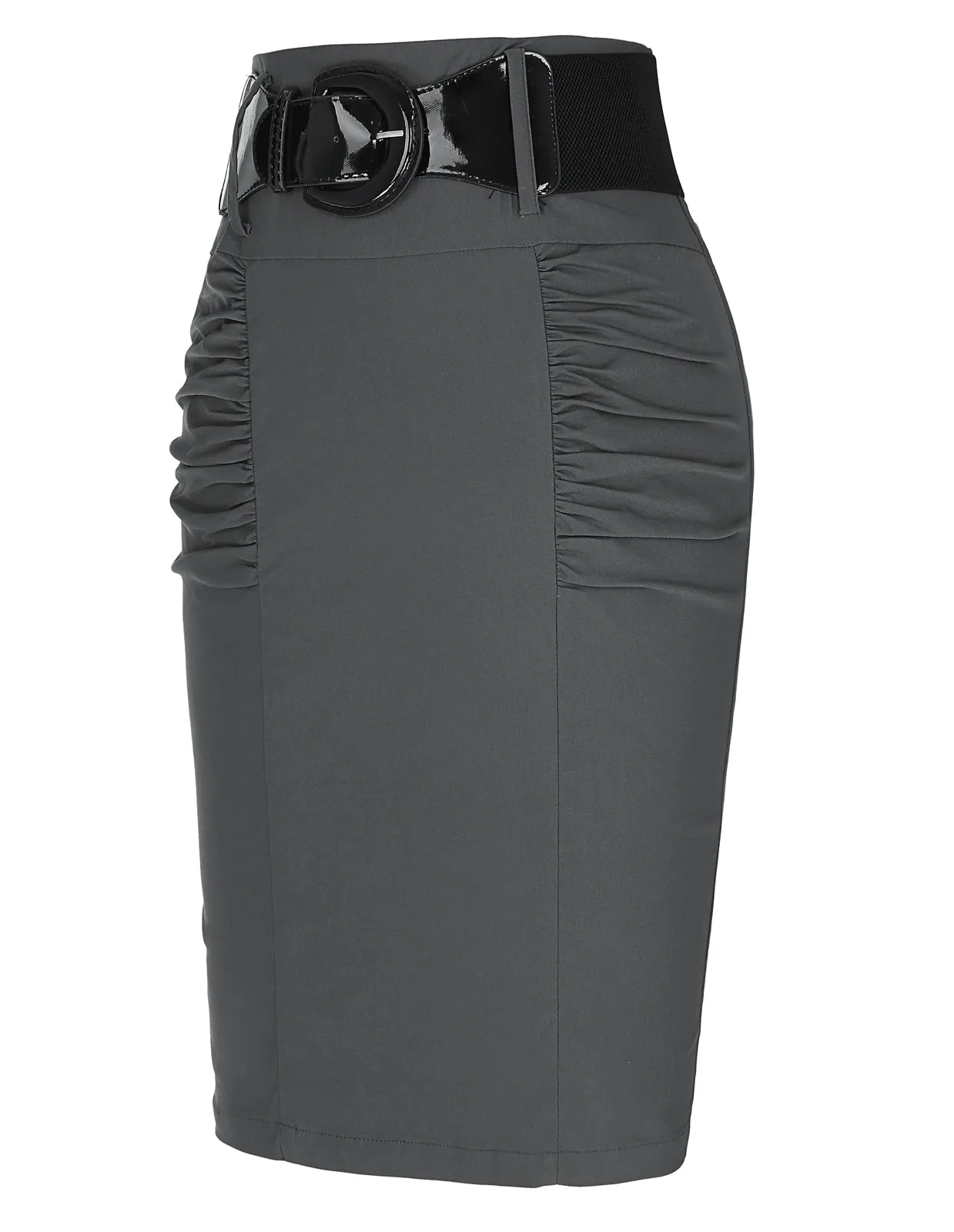 BP Women Vintage Back Slit Skirt with Belt High Waist Ruched Bodycon Skirt