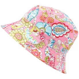 Bright Floral Doodle Print Bucket Hat - Pink