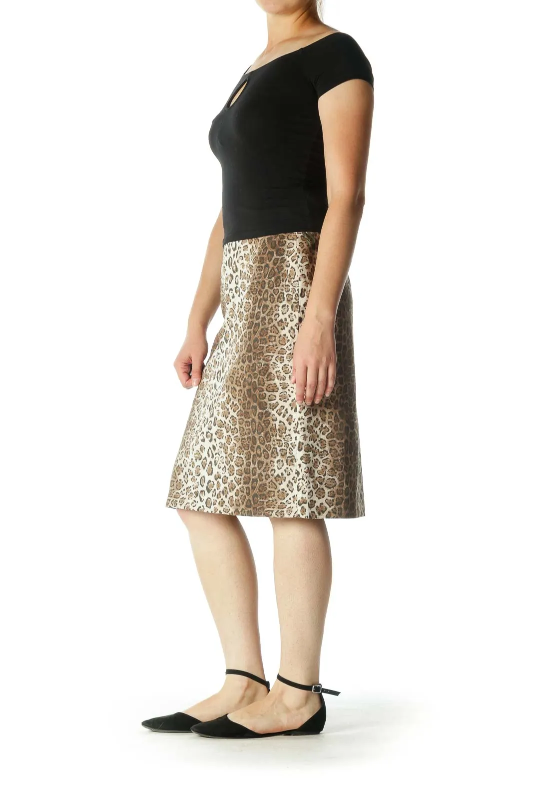 Brown Leopard Pencil Skirt