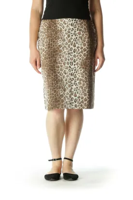 Brown Leopard Pencil Skirt