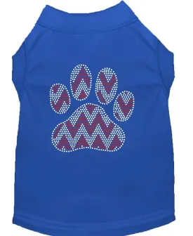 Candy Cane Chevron Paw Rhinestone Dog Shirt Blue Sm (10)