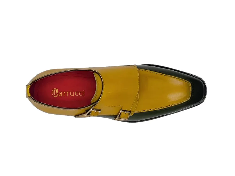 Carrucci  Olive/Mustard Double Monkstrap Tow-Tone Men's Shoes KS509-45T