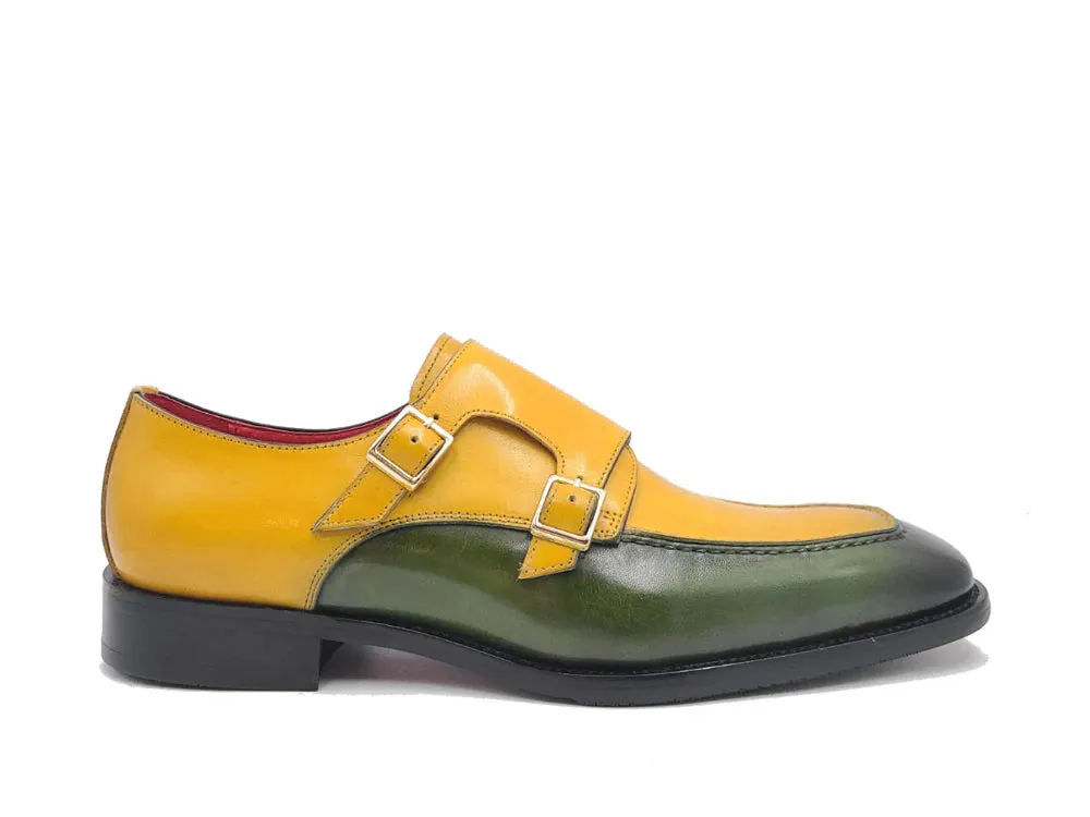 Carrucci  Olive/Mustard Double Monkstrap Tow-Tone Men's Shoes KS509-45T