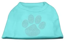 Clear Rhinestone Paw Shirts Aqua L (14)