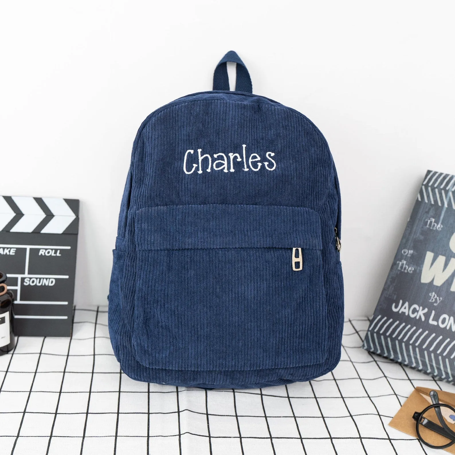 Corduroy Backpack for kids, Personalized School Bag, Custom Embroidery Book Bag, Toddler Overnight Bag, Travel Backpack Students, Diaper Bag