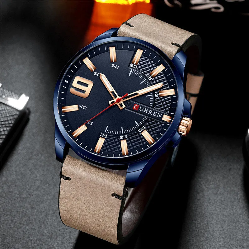 CURREN Original Brand Leather Straps Wrist Watch For Men With Brand (Box & Bag)-8371