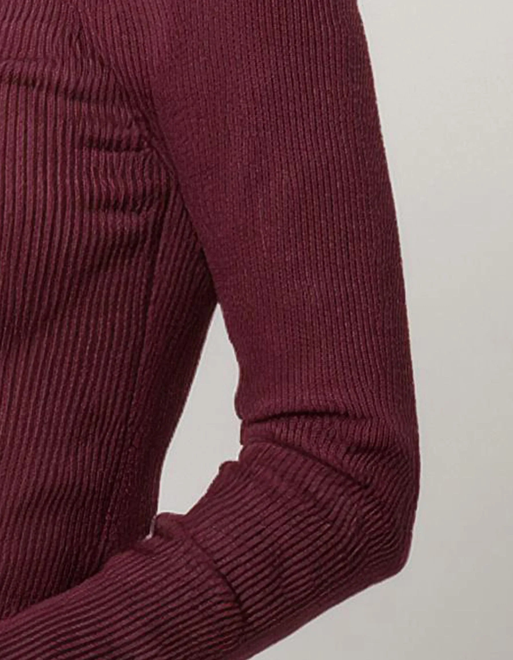 Deep Maroon Ribbed Turtleneck Sweater