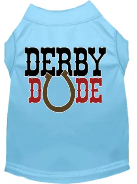 Derby Dude Screen Print Dog Shirt Baby Blue Sm