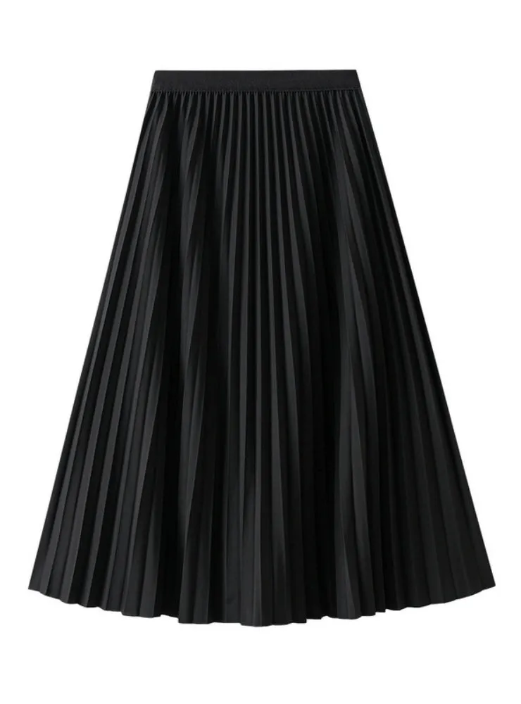 Drape Pleated Ice Silk Linen Skirt