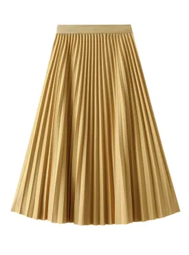 Drape Pleated Ice Silk Linen Skirt