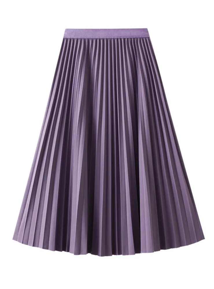 Drape Pleated Ice Silk Linen Skirt