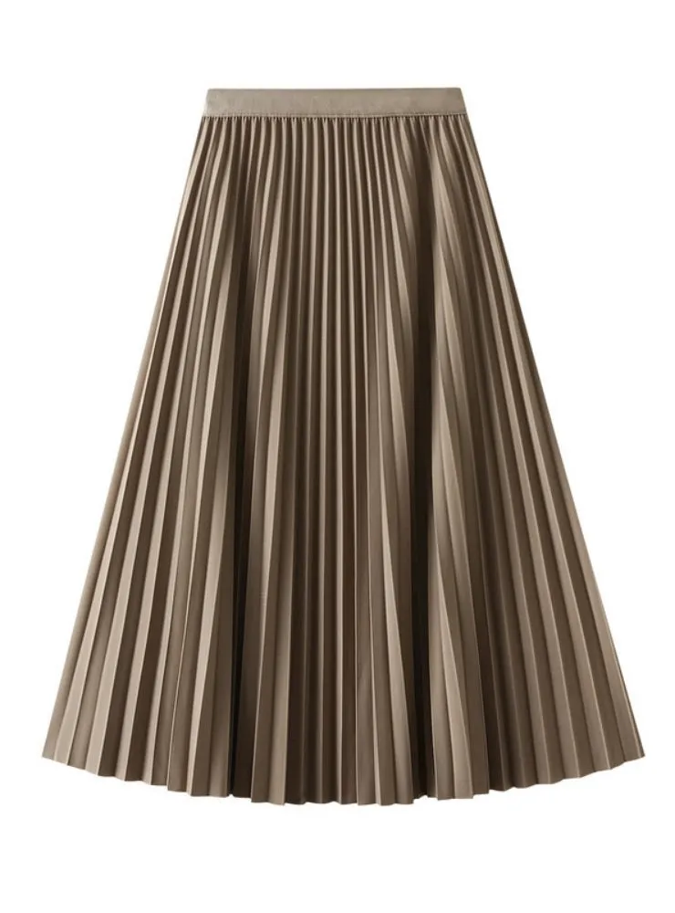 Drape Pleated Ice Silk Linen Skirt