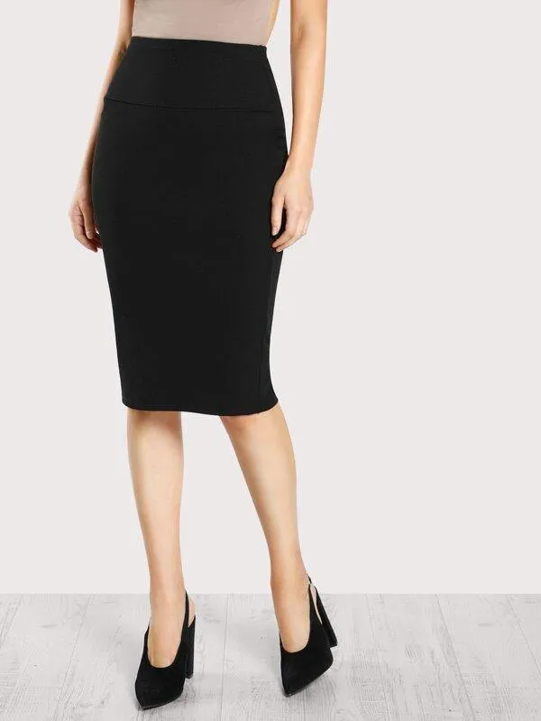 Elasticized High-Rise Pencil Skirt