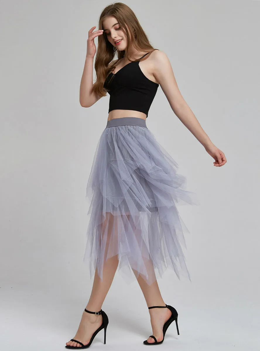 Fluffy Skirt Irregular Gauze Skirt