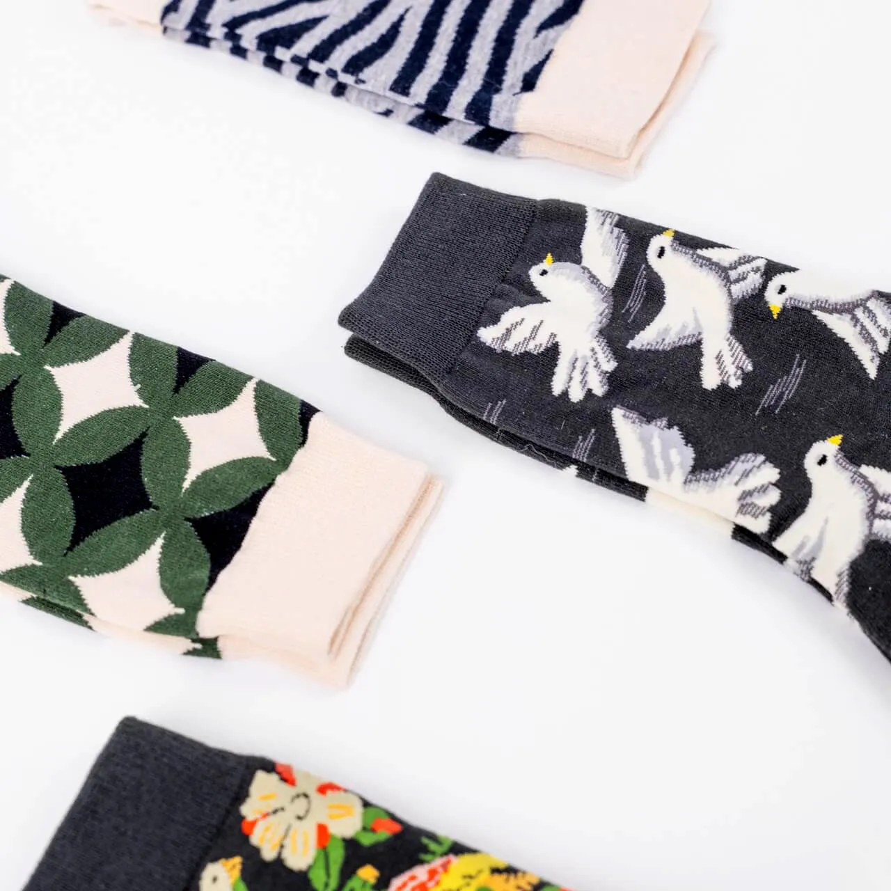 Flying Doves Black Fun Dress Socks