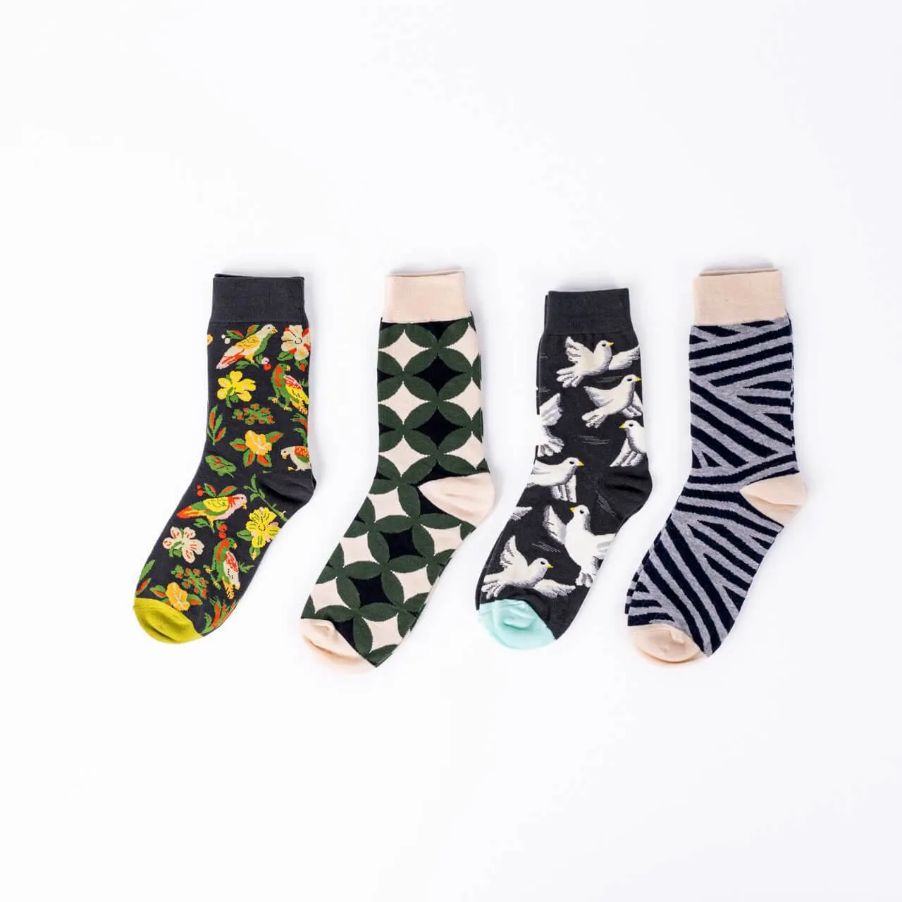 Flying Doves Black Fun Dress Socks