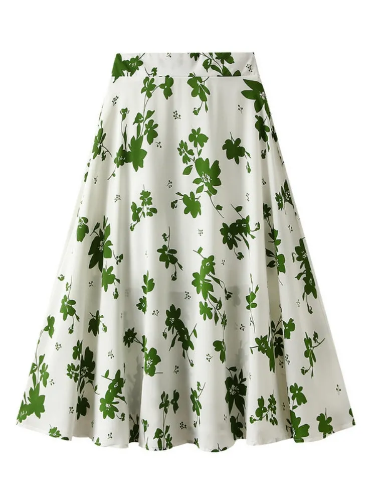 Four-leaf Floral High Waist Printed Skirt