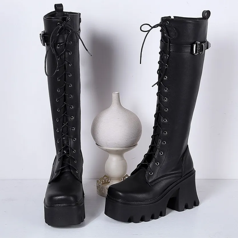 Funki Buys | Boots | Women's Lace Up Chunky Platform Boots